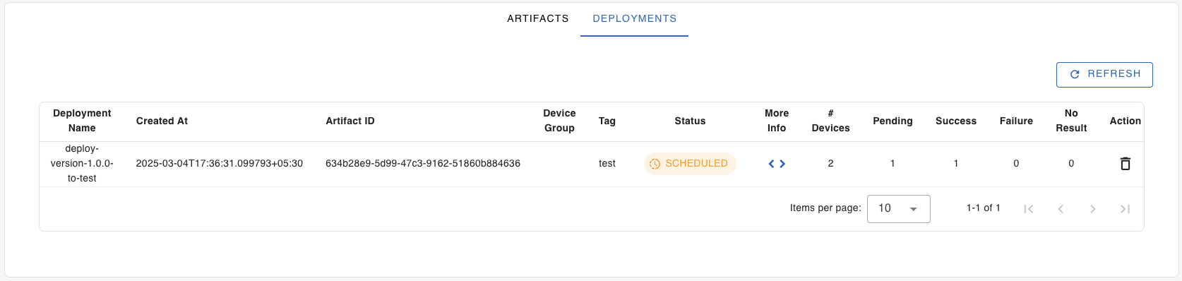 SocketXP OTA Update - View the summary of Docker Container OTA updates deployed