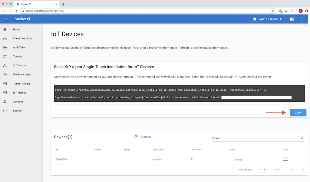 SocketXP Single-Touch Install - Raspberry Pi Remote Access from Mobile